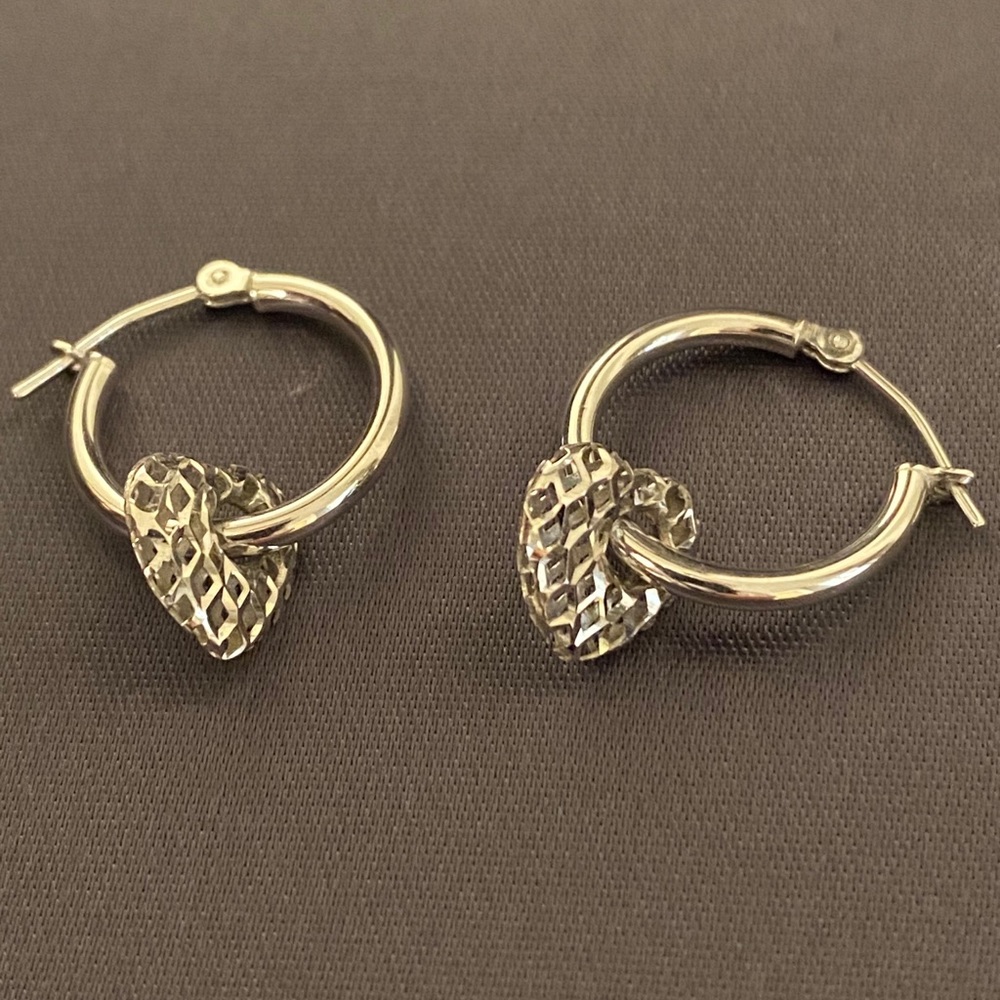 Silver heart earrings